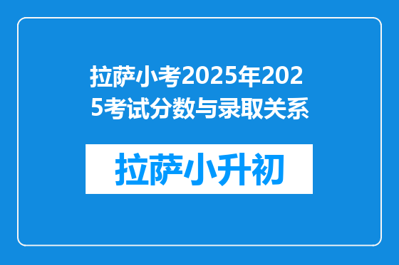 拉萨小考2025年2025考试分数与录取关系