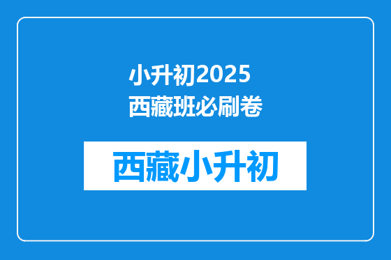 小升初2025西藏班必刷卷