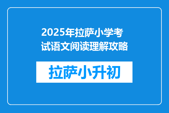 2025年拉萨小学考试语文阅读理解攻略