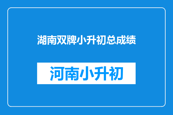 湖南双牌小升初总成绩