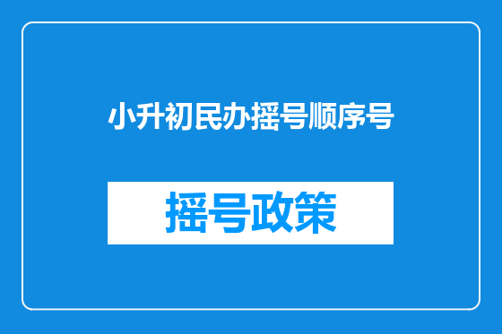 小升初民办摇号顺序号