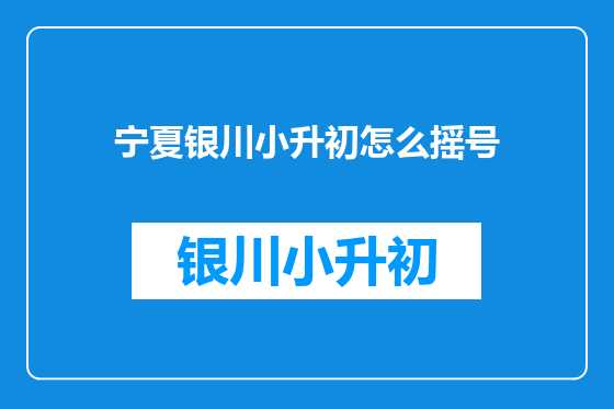 宁夏银川小升初怎么摇号