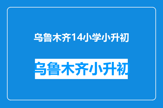 乌鲁木齐14小学小升初