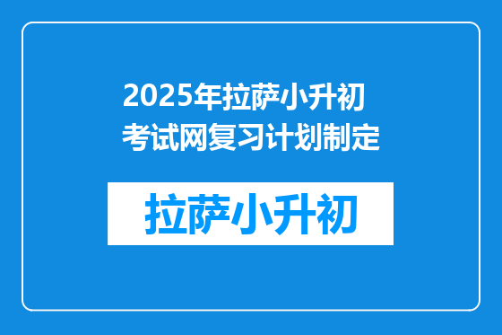 2025年拉萨小升初考试网复习计划制定