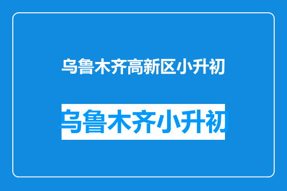 乌鲁木齐高新区小升初
