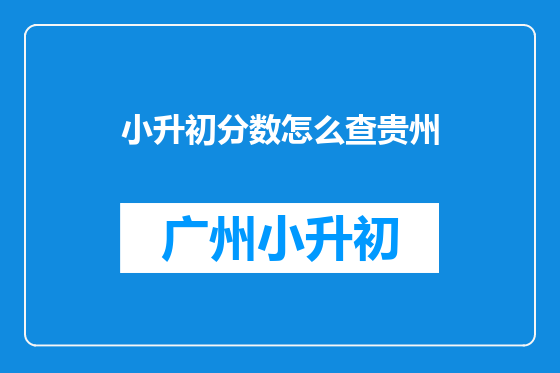 小升初分数怎么查贵州