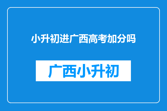 小升初进广西高考加分吗