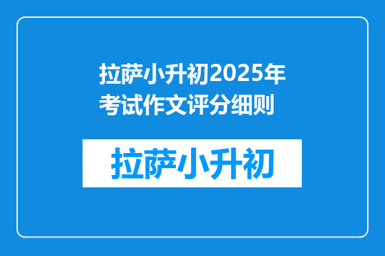 拉萨小升初2025年考试作文评分细则