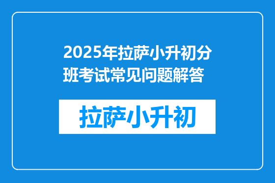 2025年拉萨小升初分班考试常见问题解答