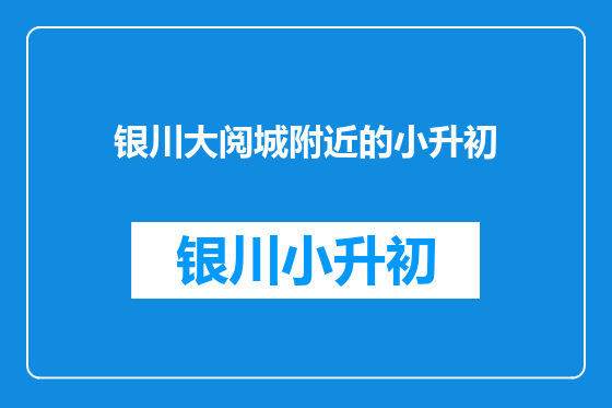 银川大阅城附近的小升初