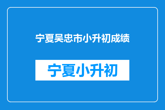 宁夏吴忠市小升初成绩