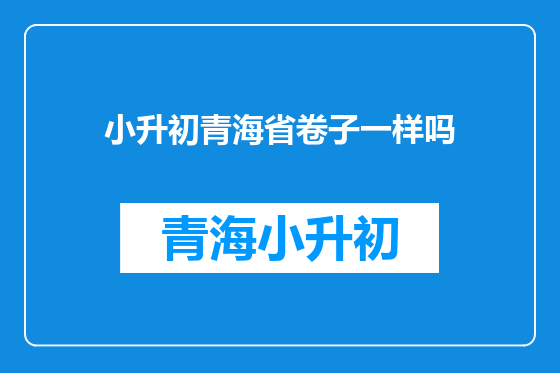 小升初青海省卷子一样吗