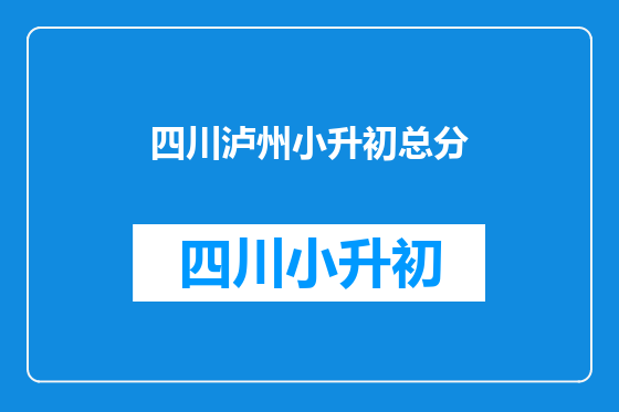 四川泸州小升初总分