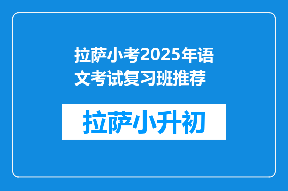 拉萨小考2025年语文考试复习班推荐