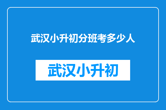 武汉小升初分班考多少人