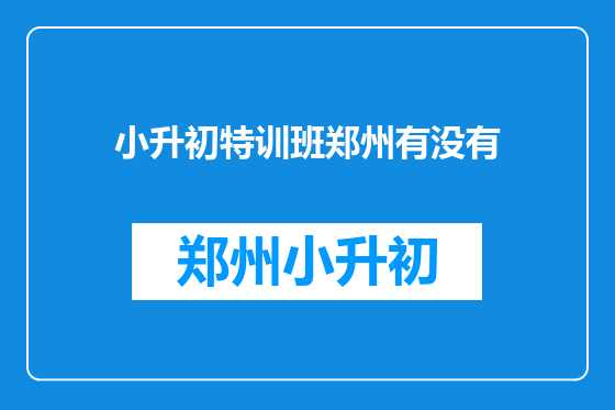 小升初特训班郑州有没有