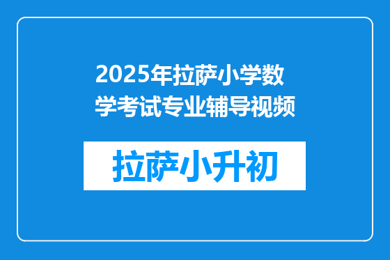 2025年拉萨小学数学考试专业辅导视频