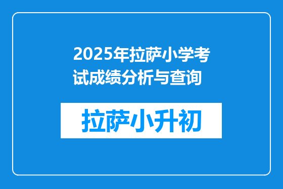 2025年拉萨小学考试成绩分析与查询