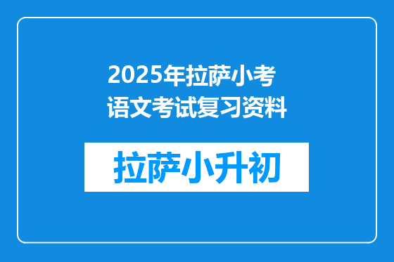 2025年拉萨小考语文考试复习资料