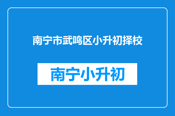 南宁市武鸣区小升初择校
