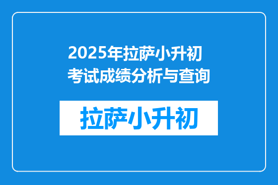 2025年拉萨小升初考试成绩分析与查询