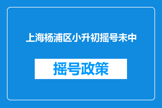 上海杨浦区小升初摇号未中