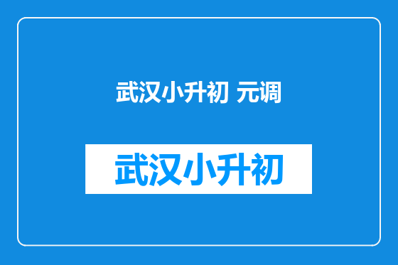 武汉小升初 元调