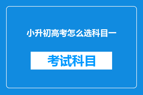 小升初高考怎么选科目一