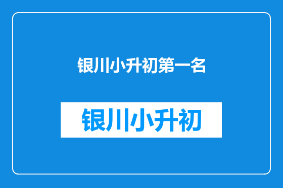 银川小升初第一名