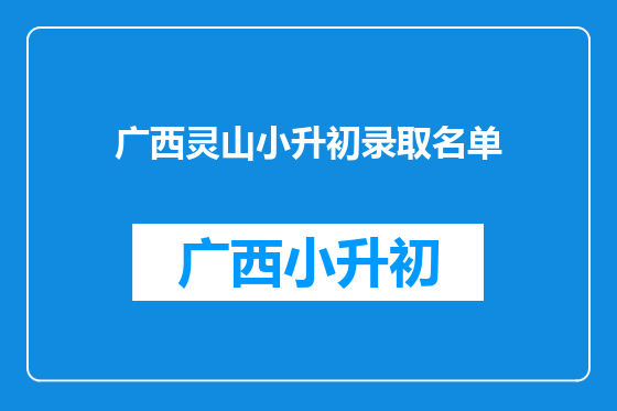 广西灵山小升初录取名单