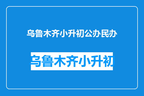 乌鲁木齐小升初公办民办