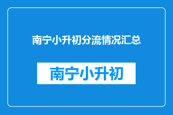 南宁小升初分流情况汇总