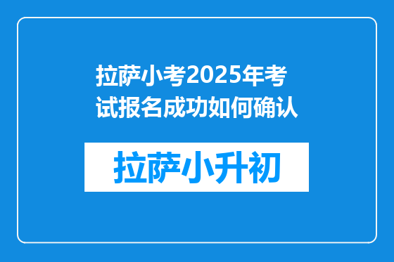 拉萨小考2025年考试报名成功如何确认