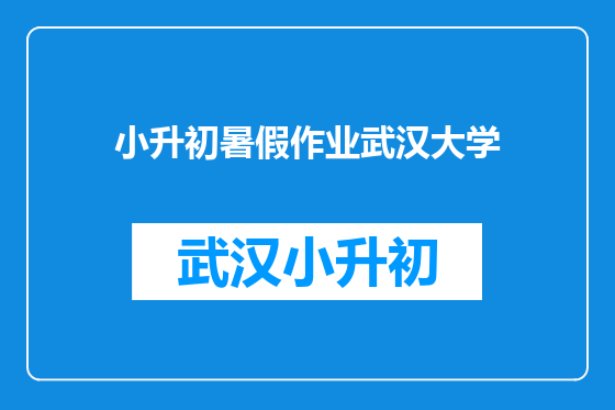 小升初暑假作业武汉大学