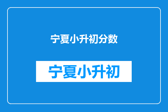 宁夏小升初分数