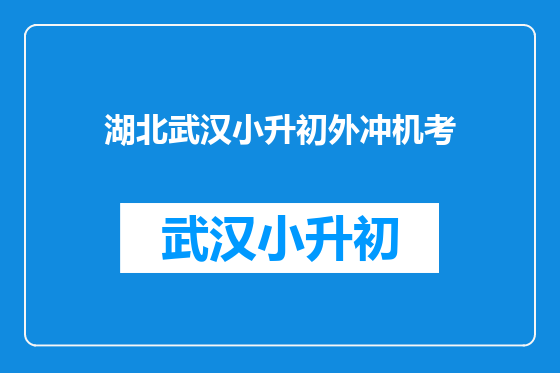 湖北武汉小升初外冲机考