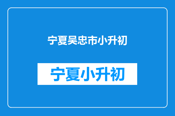 宁夏吴忠市小升初