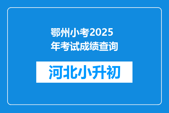 鄂州小考2025年考试成绩查询