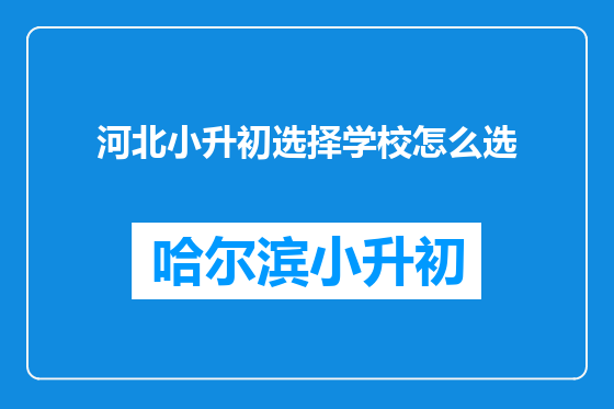 河北小升初选择学校怎么选
