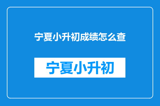 宁夏小升初成绩怎么查
