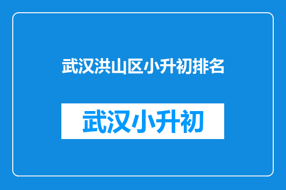 武汉洪山区小升初排名
