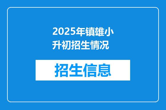 2025年镇雄小升初招生情况