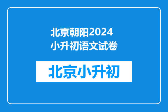 北京朝阳2024小升初语文试卷