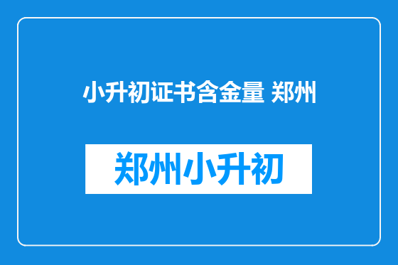 小升初证书含金量 郑州