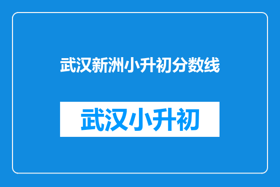 武汉新洲小升初分数线