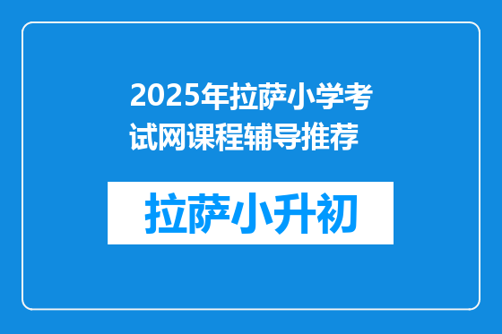 2025年拉萨小学考试网课程辅导推荐