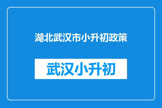 湖北武汉市小升初政策