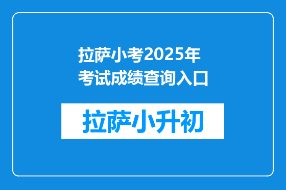 拉萨小考2025年考试成绩查询入口