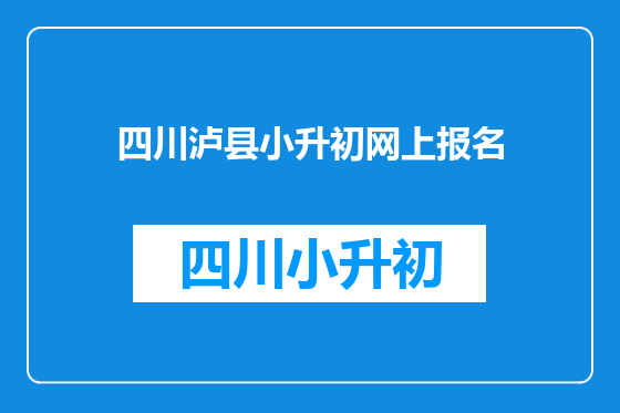 四川泸县小升初网上报名