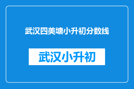 武汉四美塘小升初分数线
